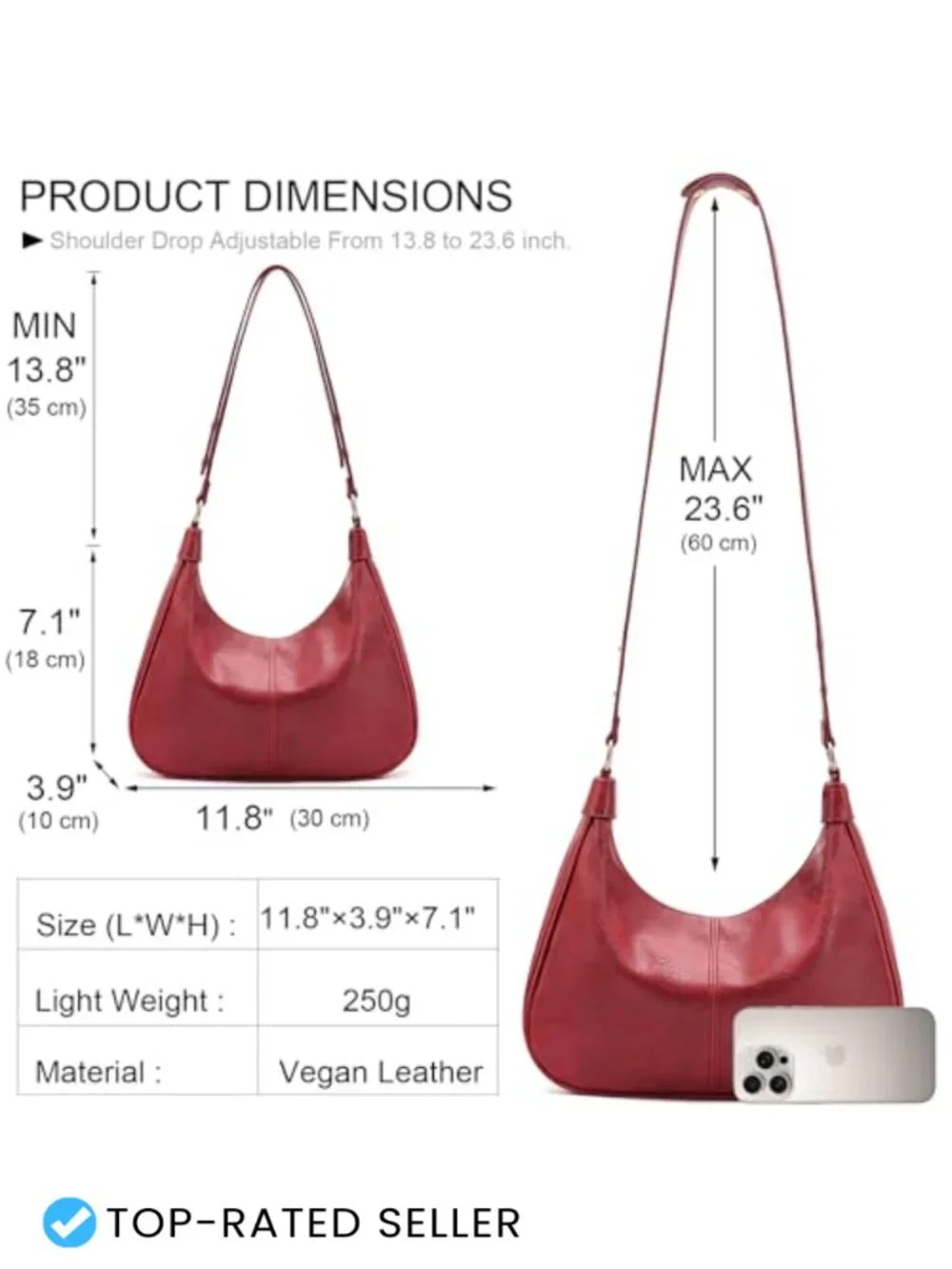 Ultra Soft Foldable Vegan Leather Crossbody Hobo Handbag